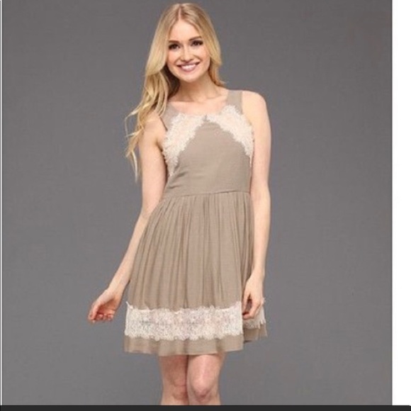 Free People Georgia Tan Taupe Lace Dress 2 Fiary Core - Picture 2 of 10